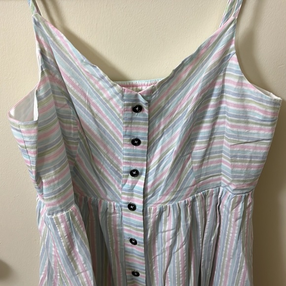 NWOT Pastel Pin Stripe Button Up Long Dress - Picture 5 of 8